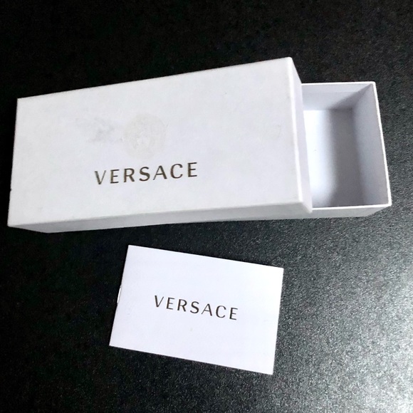 VERSACE Havana Red Eyeglasses white empty case size7W x 3L w/authentication card - Picture 2 of 9